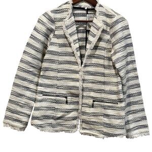 Willow & Clay Cream And Navy Striped Tweed Maternity Blazer Size Small New